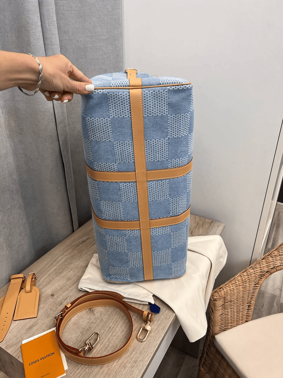Louis Vuitton Keepall Bandoulière 50 Bag ‘Blue’ 50Cm N40739 view 7