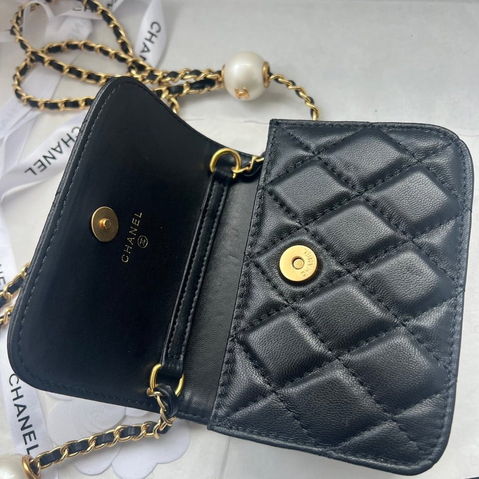 Chanel Clutch With Strap Pearlescent Black 13Cm/5.1in Ap4010 B16719 94305 view 7