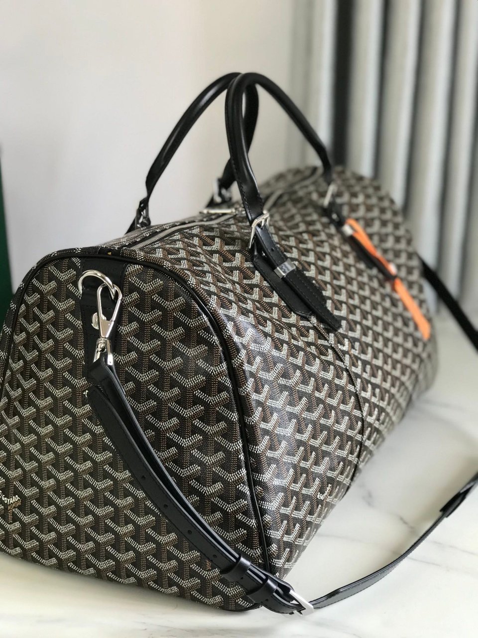 Goyard Boston 50 Bag Cm Black Goyardine Canvas And Calfskin Trim view 10