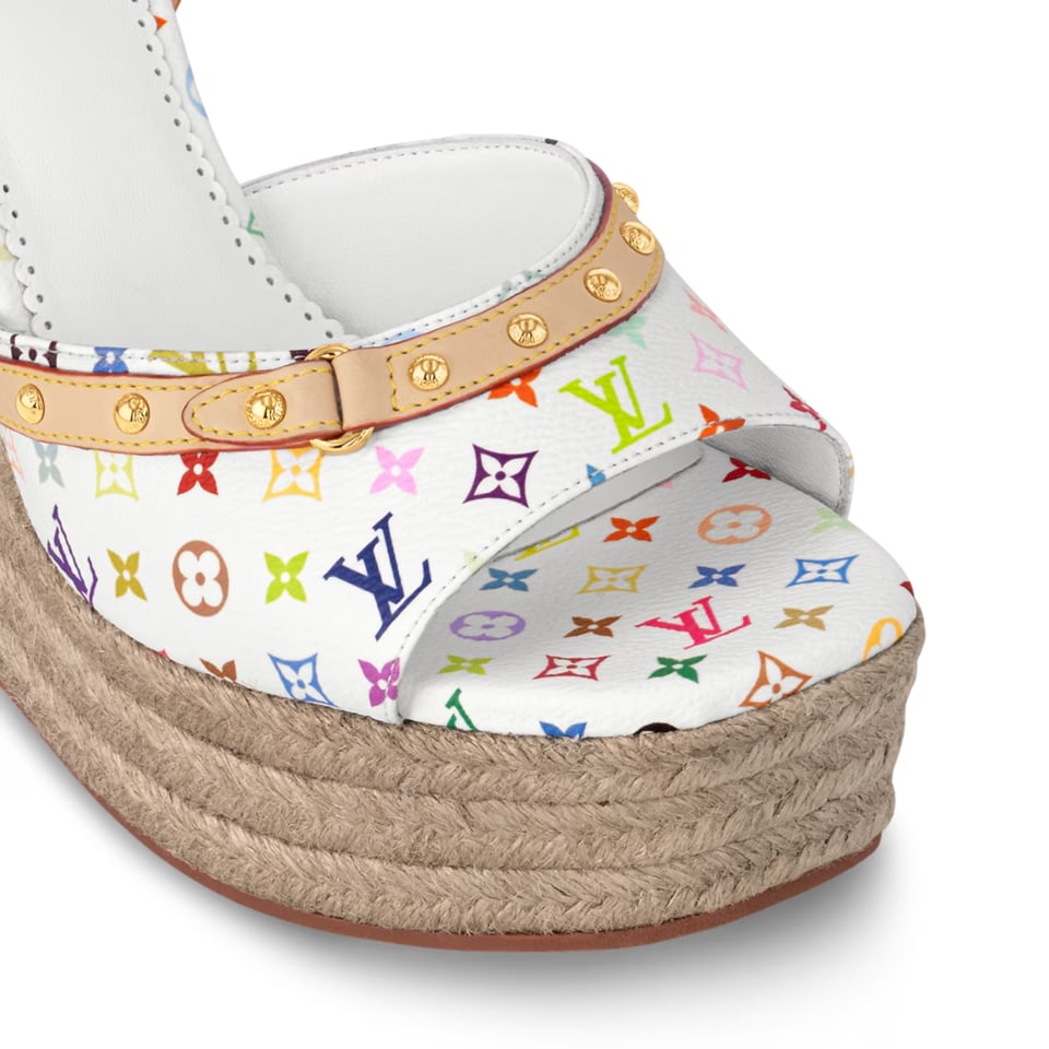 Louis Vuitton X Takashi Murakami Helios Wedge Sandal White 1Agyx0 view 4
