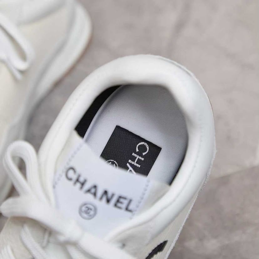 Chanel Nylon and Suede Sneakers with Black CC Logo White G39858 view 8