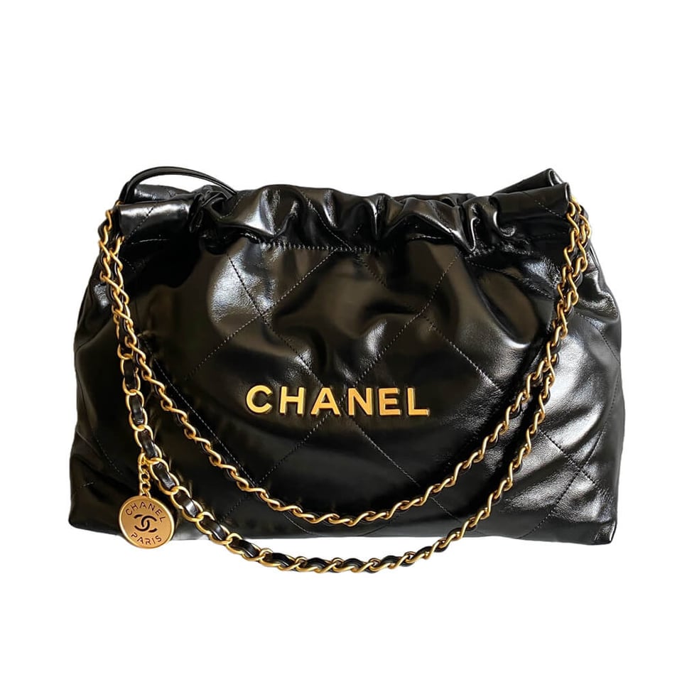 Chanel 22 Bag Handbag Black Shiny Calfskin 45cm view 2