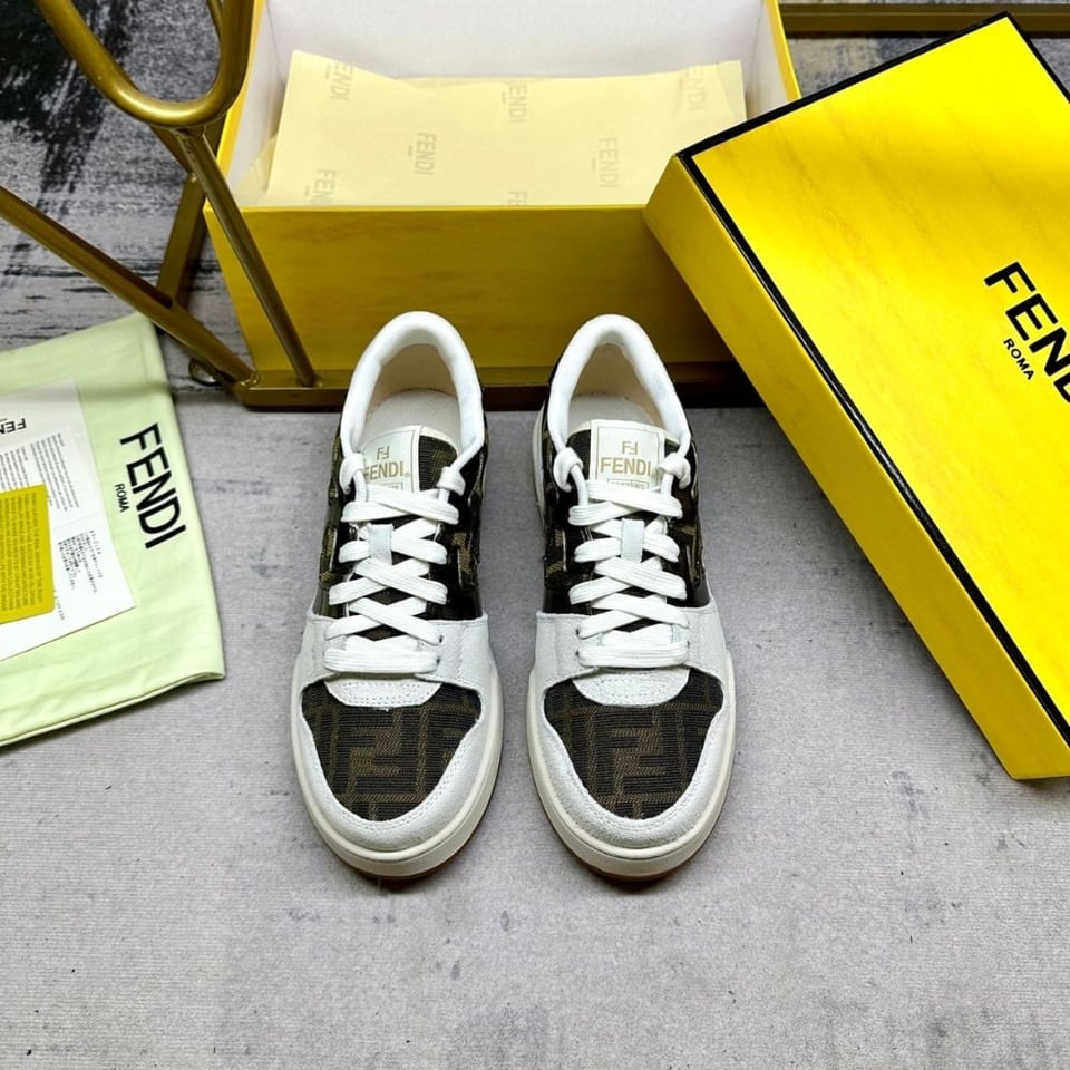 Fendi Match Sneakers Beige And Brown view 3