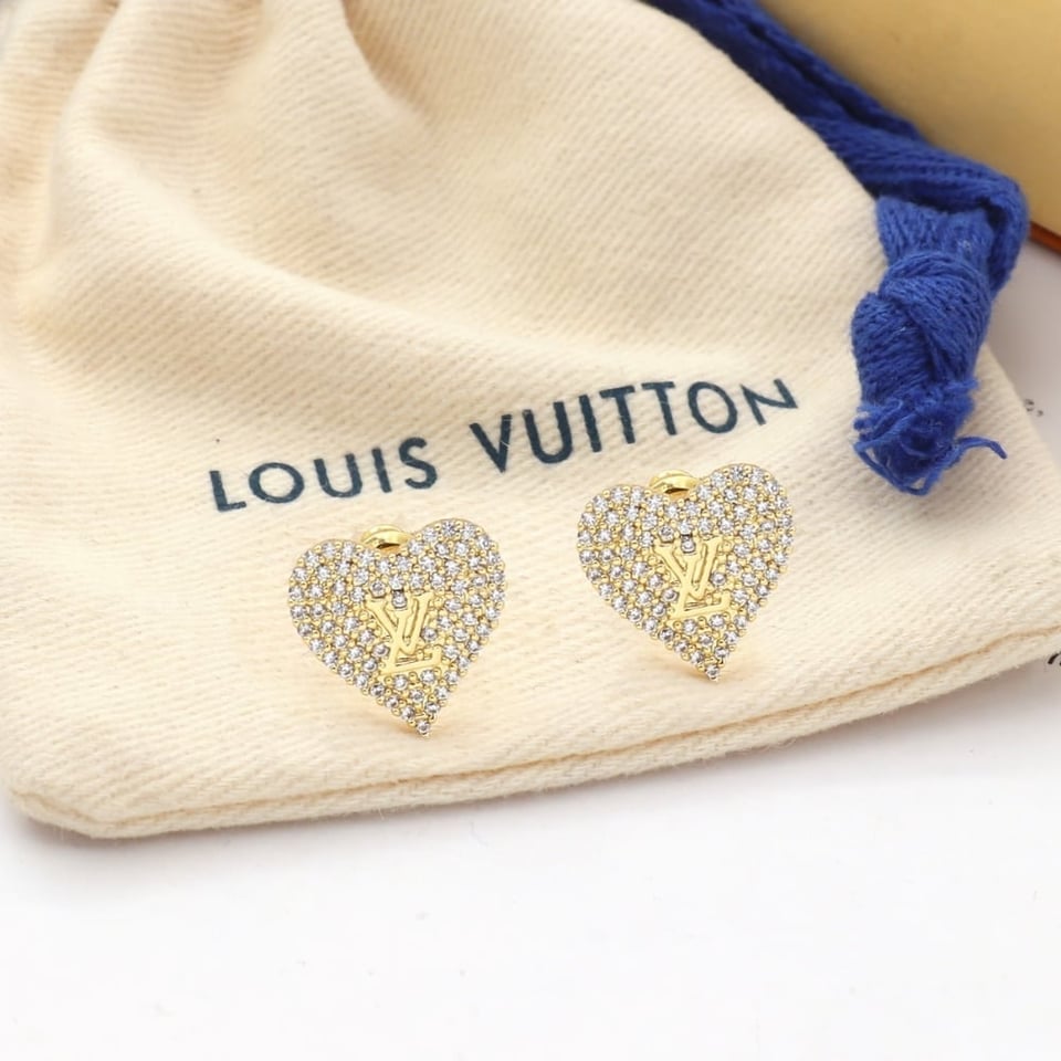 Louis Vuitton Sparkling Heart Stud Earrings Gold Tone view 2
