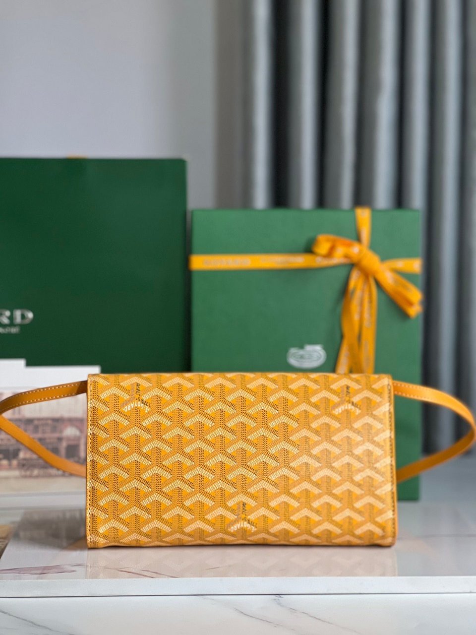 Goyard Monte-Carlo Pm Clutch 25cm Yellow Goyardine Canvas view 9