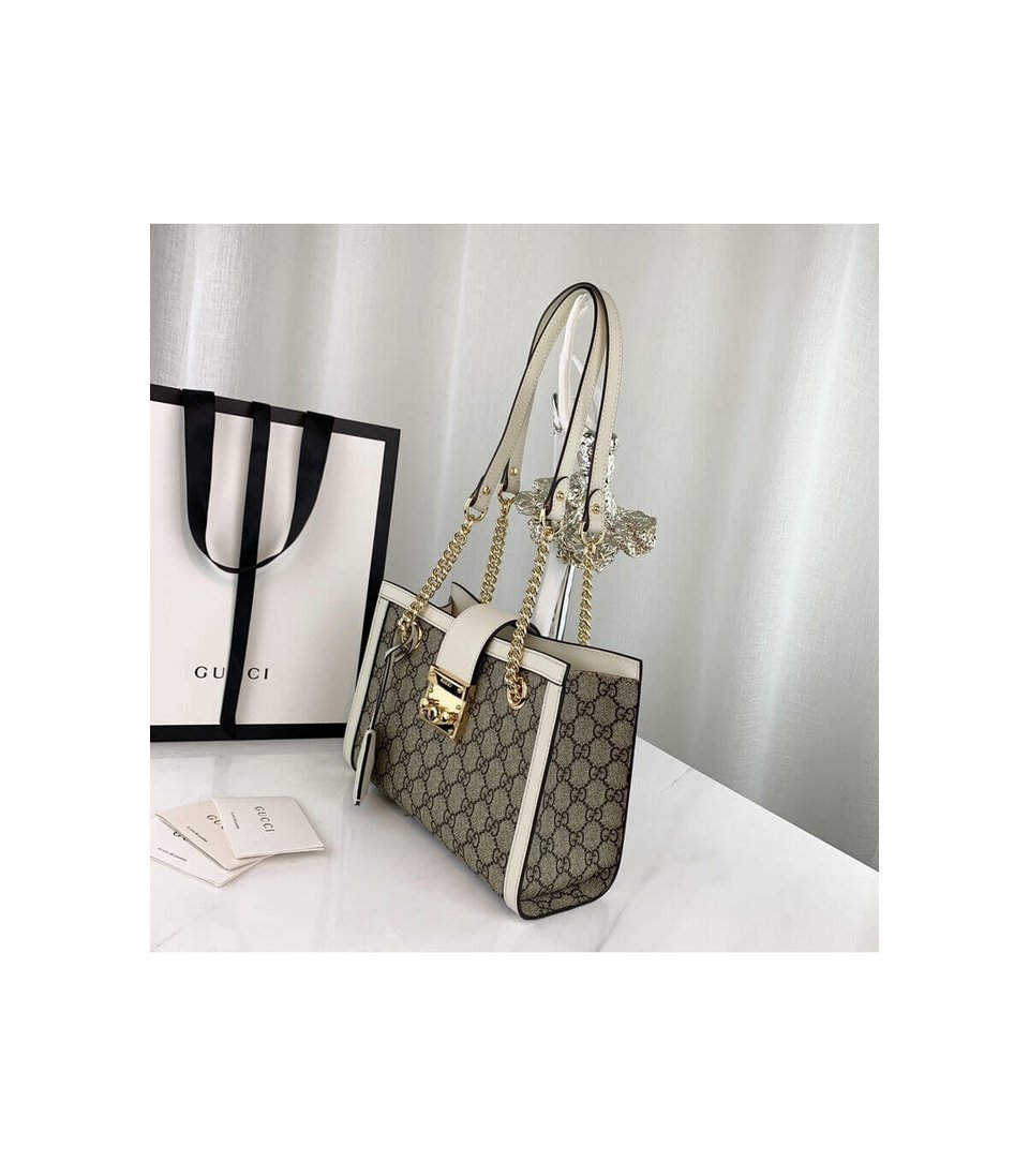 Gucci GG Supreme Padlock Small Shoulder Bag White view 8