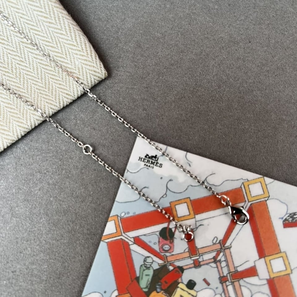 Hermes Mini Pop H Pendant Necklace Black And Silver view 4