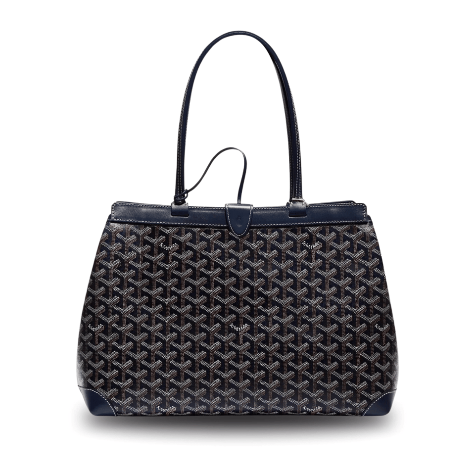 Goyard Bellechasse Biaude Pm Bag 36cm Navy Blue Goyardine Canvas And Calfskin Trim view 2