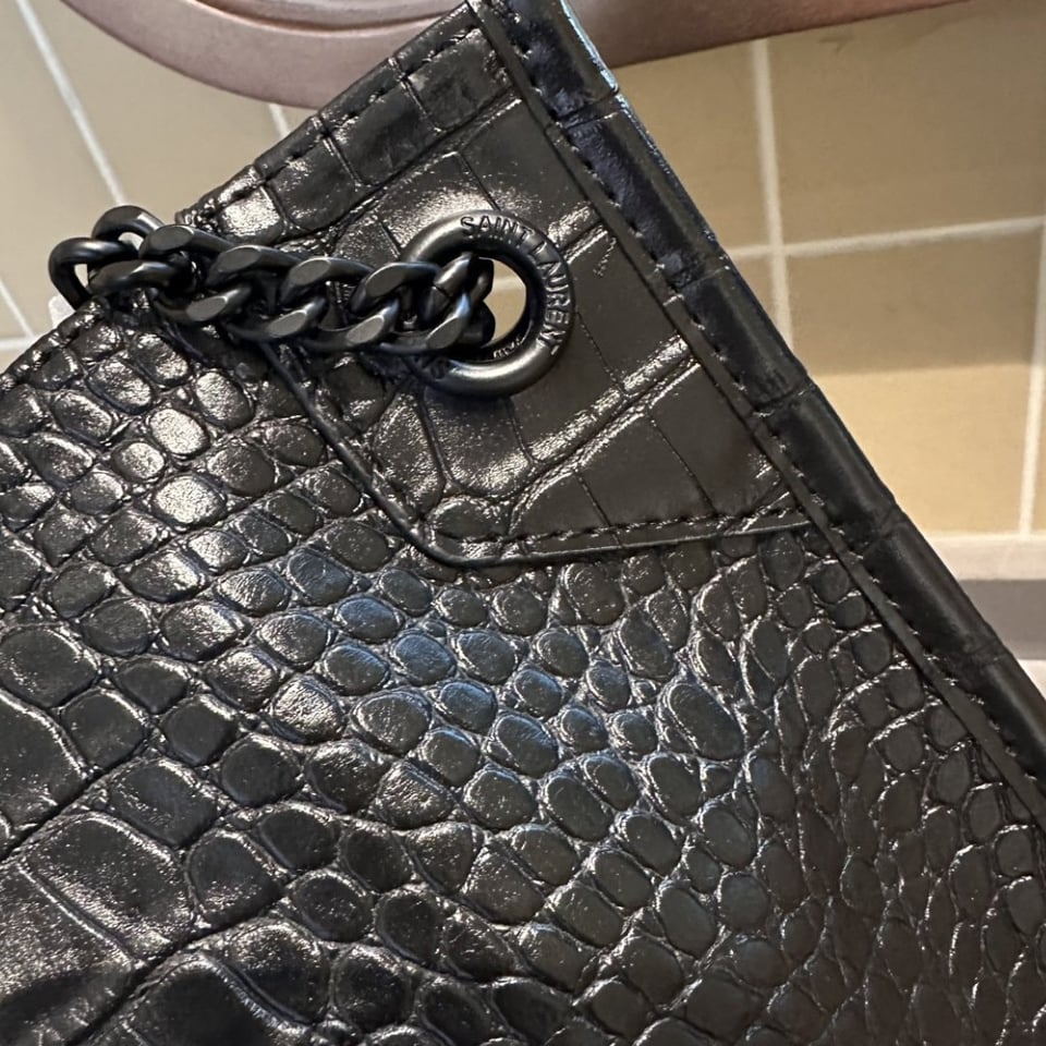 Saint Laurent Niki Shopping Bag In Crocodile Embossed Leather Black 33Cm view 4