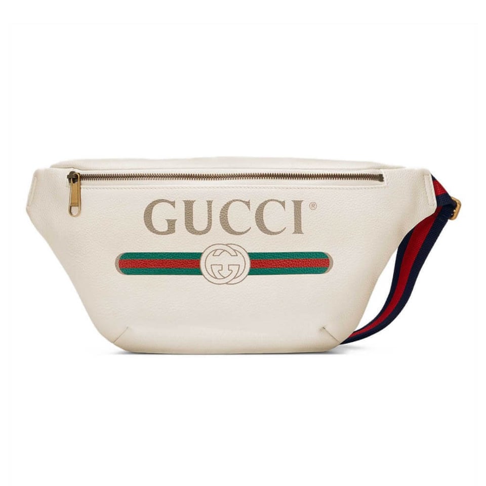 Gucci Print Leather Belt Bag White view 2