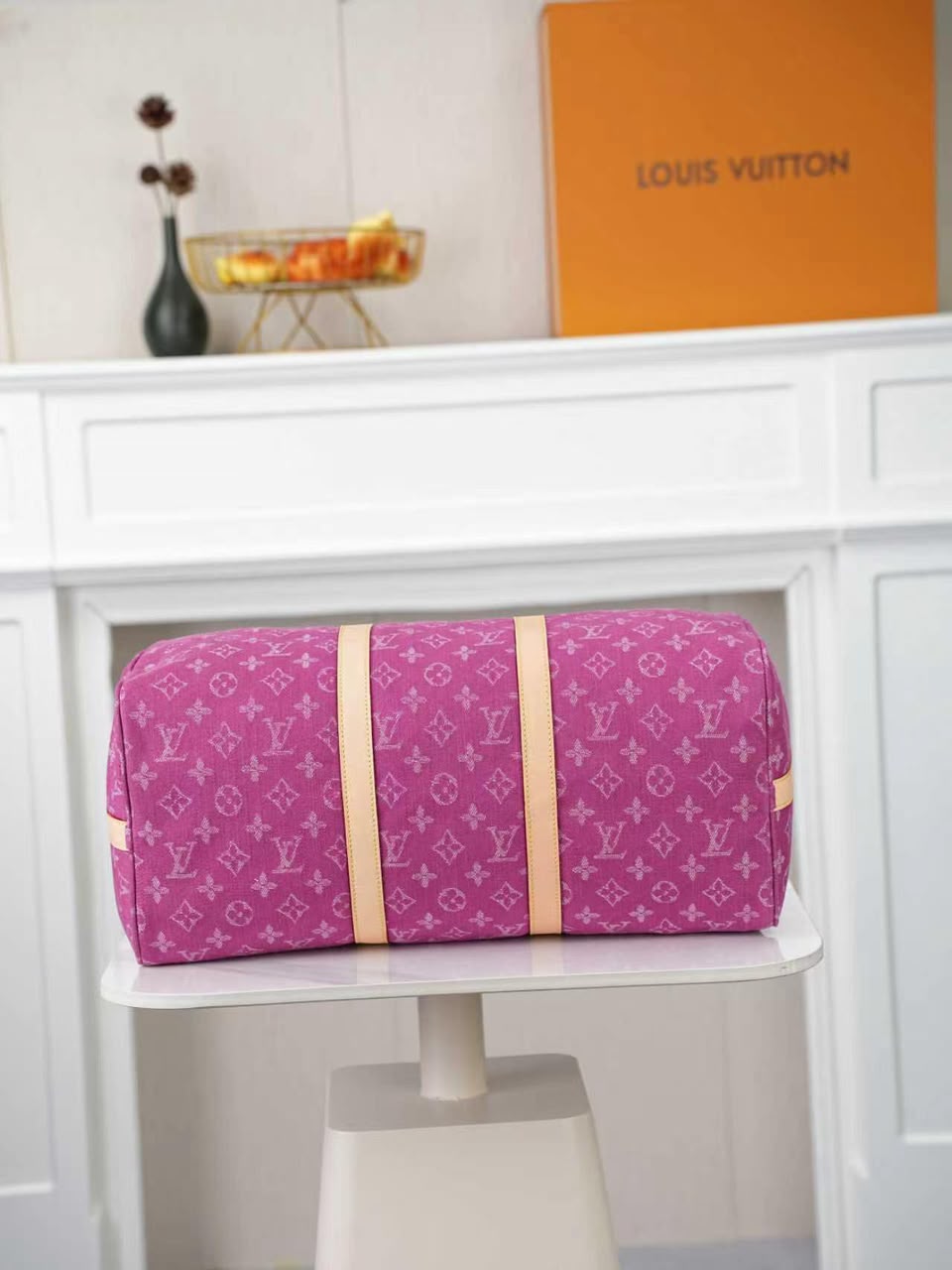 Louis Vuitton Keepall 45 Bag Fuchsia Denim M27944 view 5