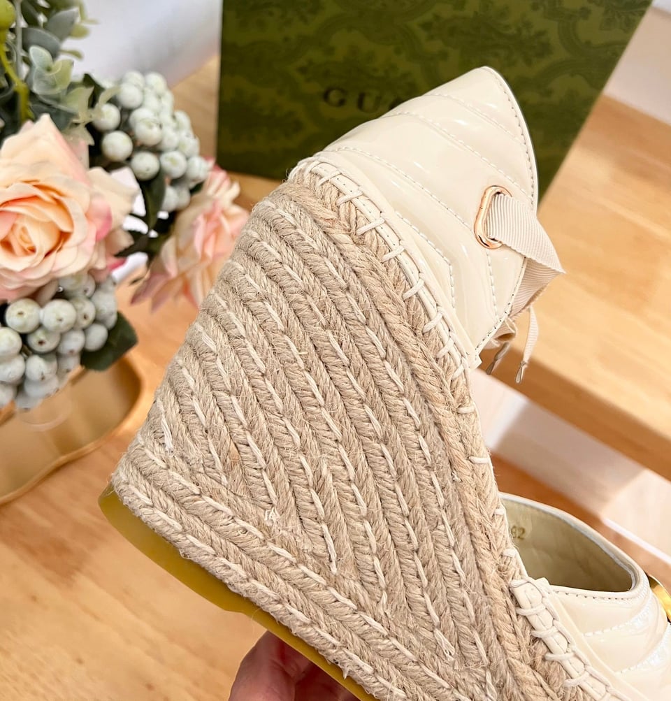 Gucci Leather Platform Espadrille White view 7
