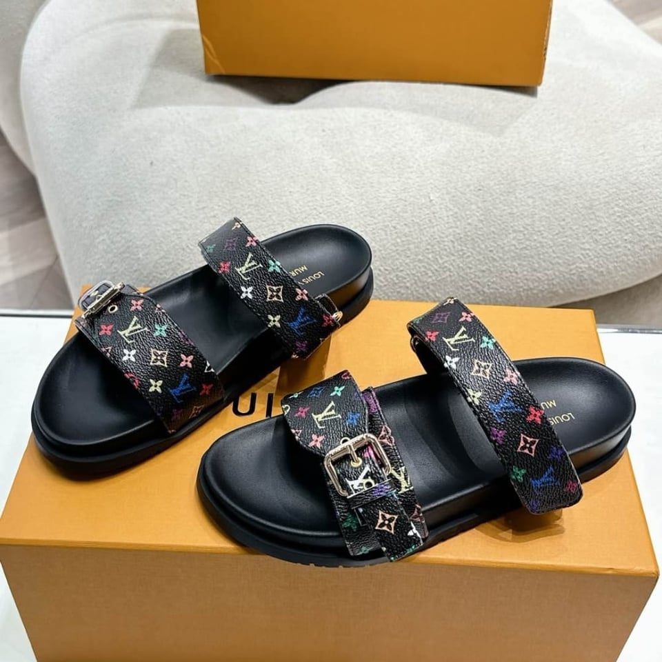 Louis Vuitton X Takashi Murakami Bom Dia Flat Comfort Mule Black 1Agxub view 3