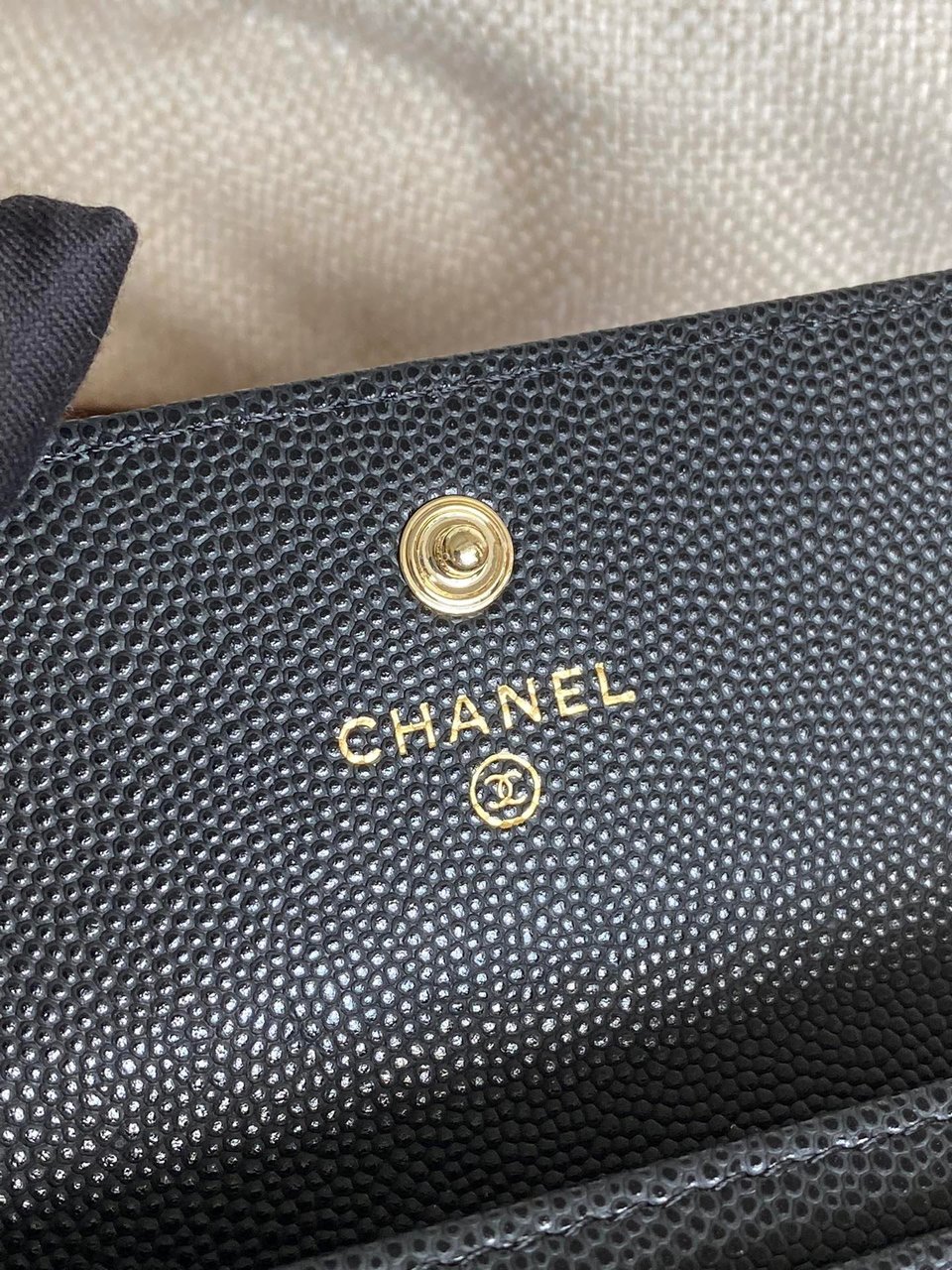 Chanel Small Wallet 11Cm Black Caviar Light Gold Hardware view 8