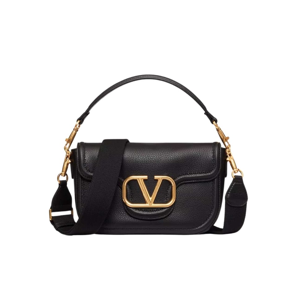 Valentino Garavani Alltime Grainy Calfskin Shoulder Bag Black 23Cm 5W0B0N20Imz 0No view 2