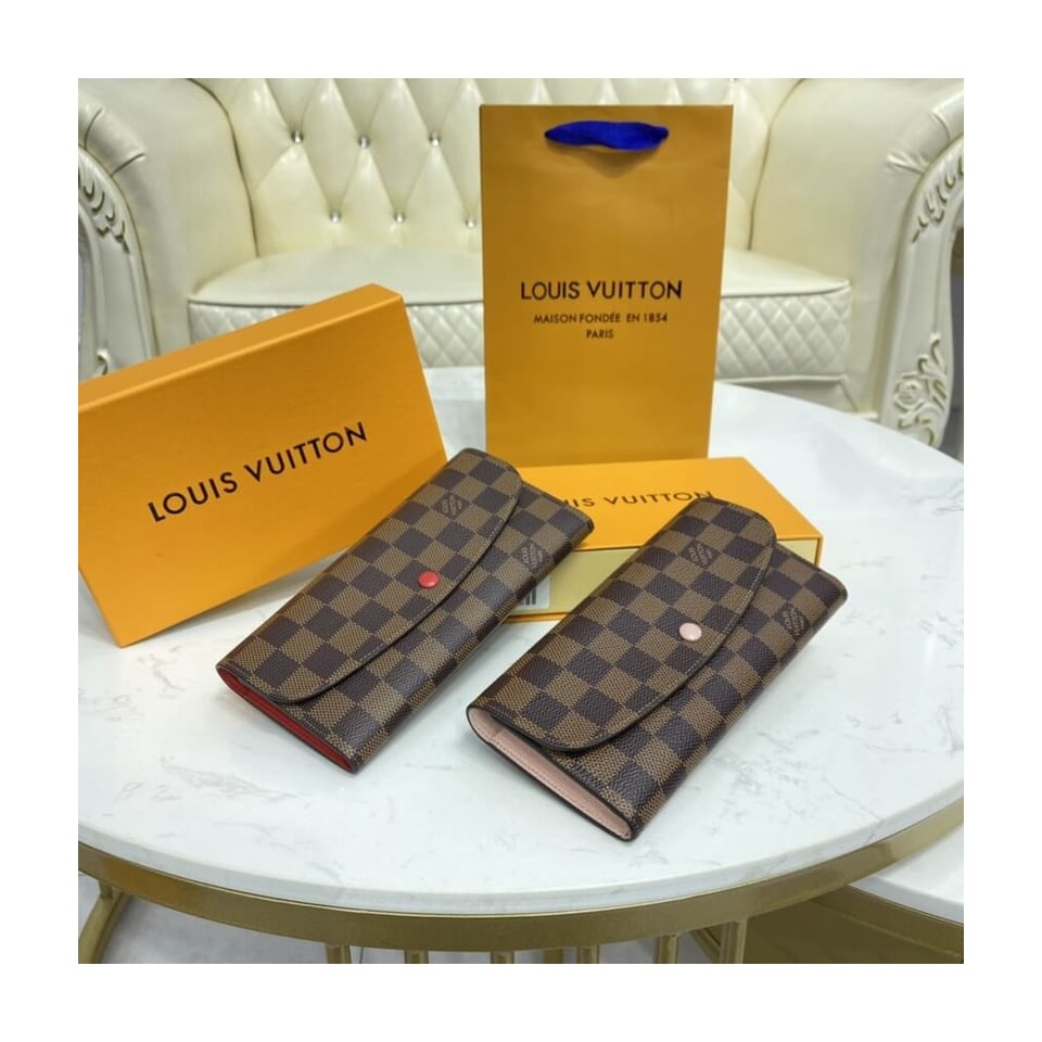 Louis Vuitton Damier Ebene Emilie Wallet Pink view 12