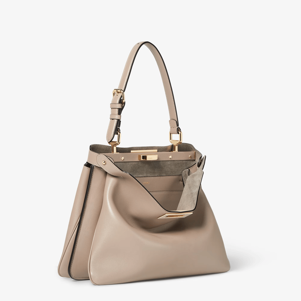 Fendi Peekaboo Soft Medium Leather Bag Dove Grey 33Cm view 8