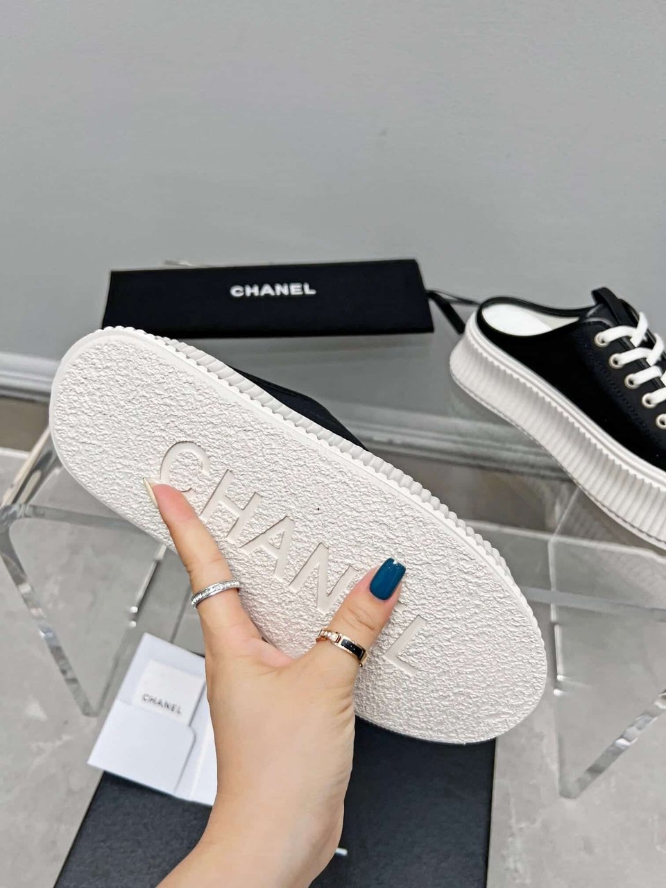 Chanel Platform Shoes Black view 6