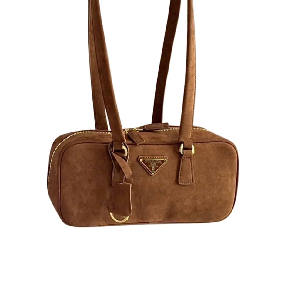 Prada Suede Shoulder Bag Cocoa Brown 29Cm view 2