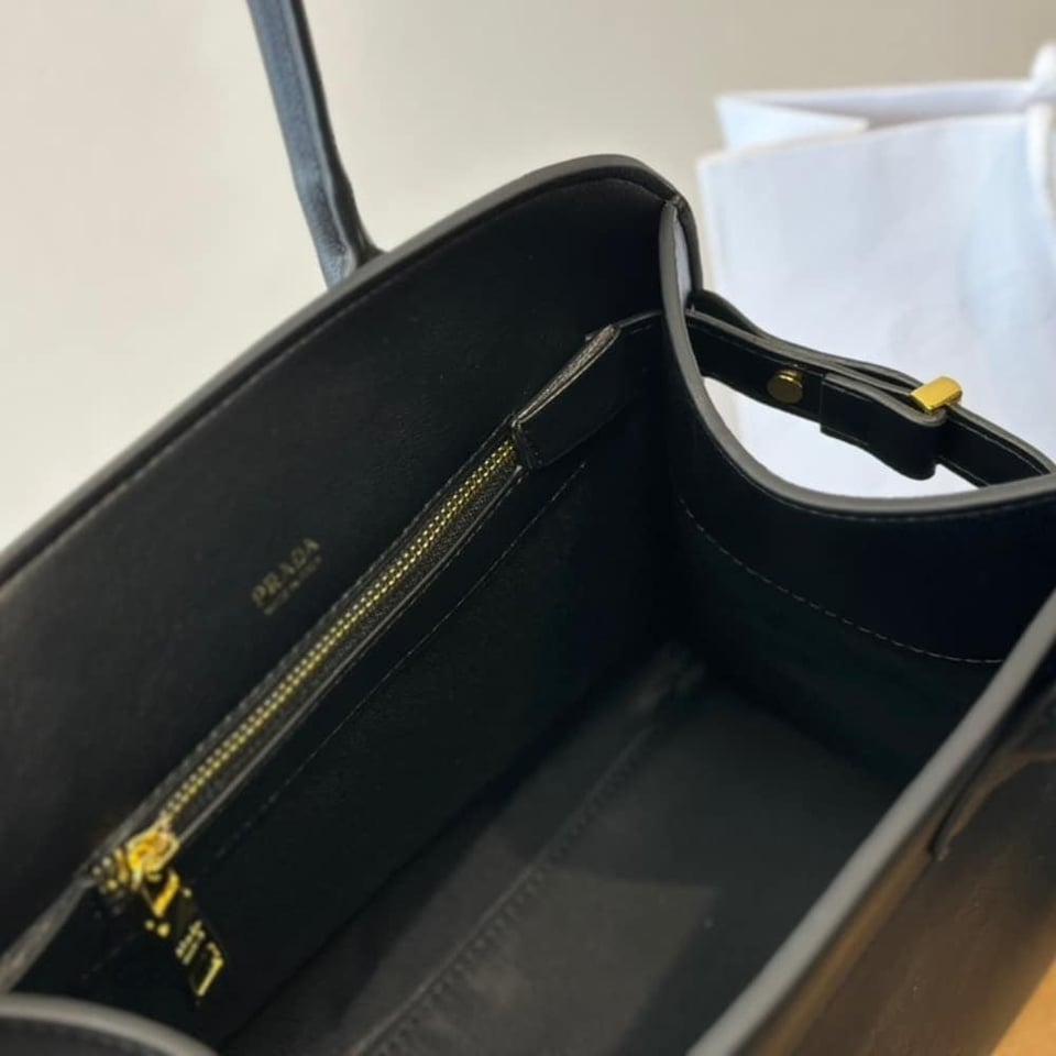 Prada Medium Leather Tote Bag Black 32Cm view 6