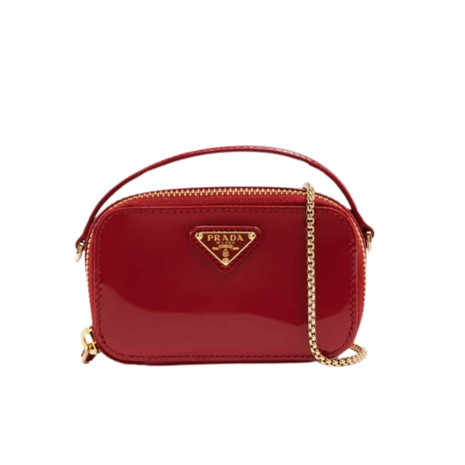 Prada Patent Leather Mini Pouch Red 18Cm view 2