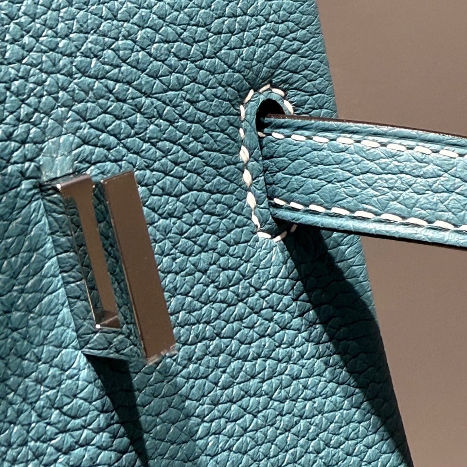 Hermes Birkin 25Cm Teal Green Togo Leather Silver Hardware 237510 view 10