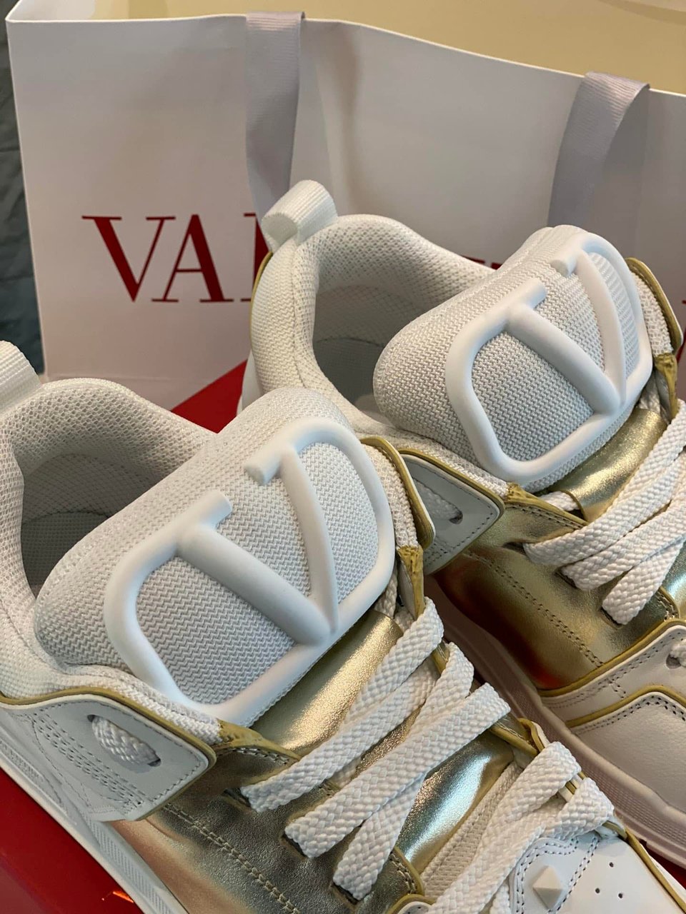 Valentino Garavani Open Skate Sneakers White And Gold view 7