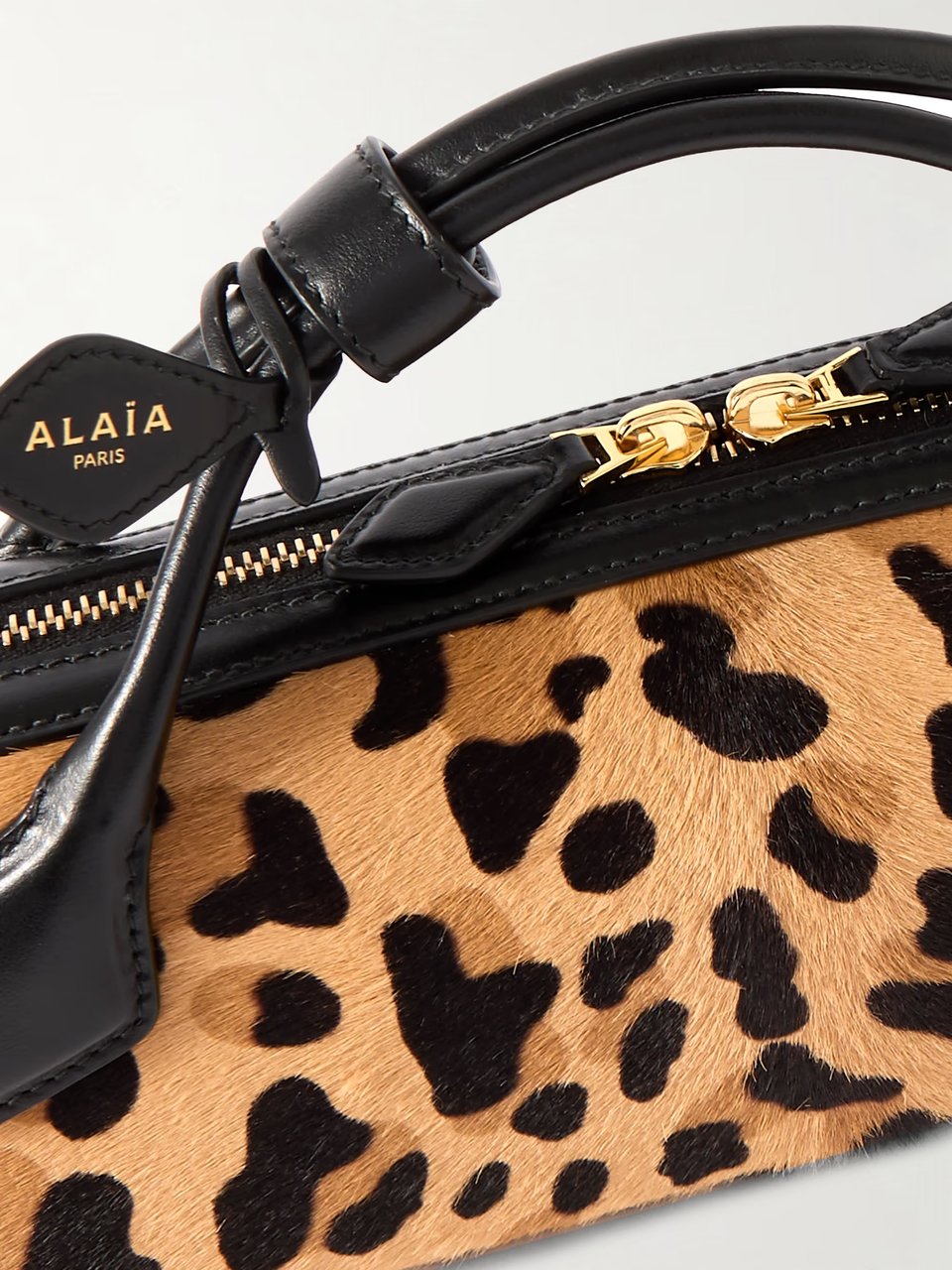 Leopard Print Calf Hair Top Handle Bag 30cm view 4