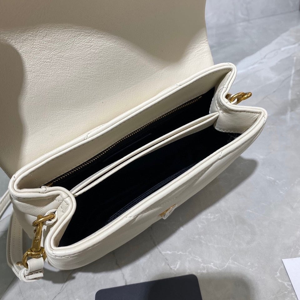 Saint Laurent Loulou Toy Strap Bag In Quilted Y Leather White view 8