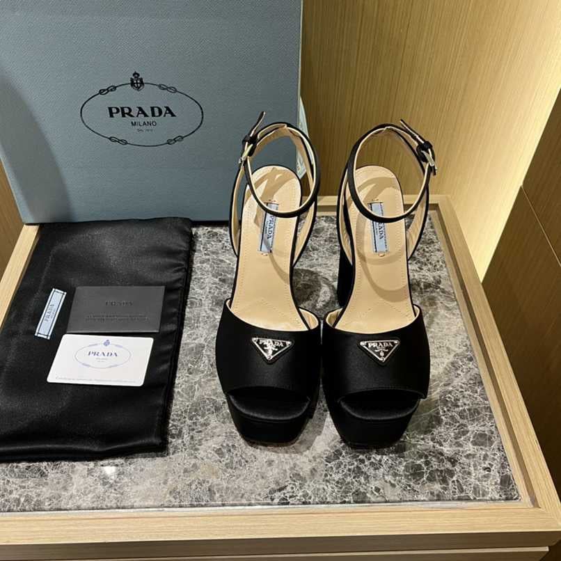 Prada High-Heeled Satin Sandals Black 1Xp48B049F0002F135 view 3