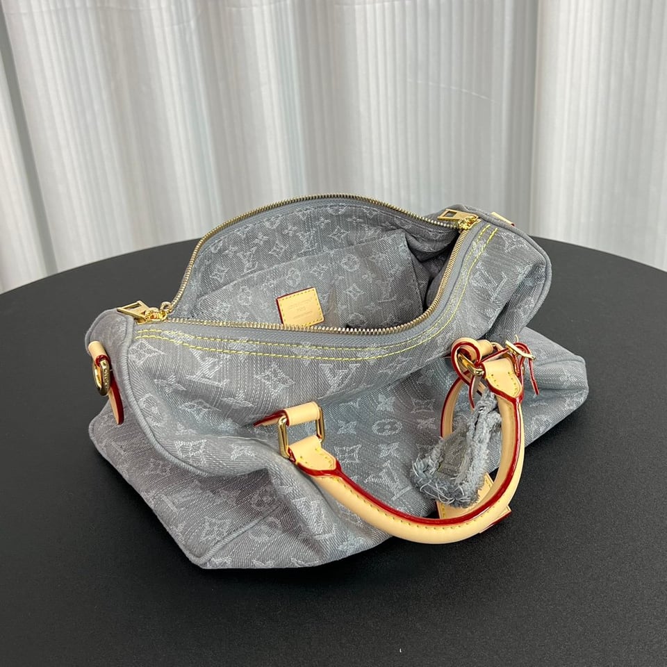 Louis Vuitton LV Speedy Soft 30 Monogram Denim Bag in Grey 30cm/ 11.8 in view 9