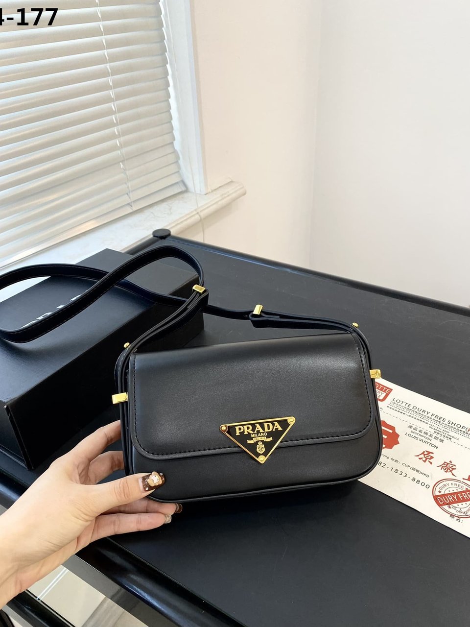 Prada Leather Shoulder Bag Black 21Cm view 4
