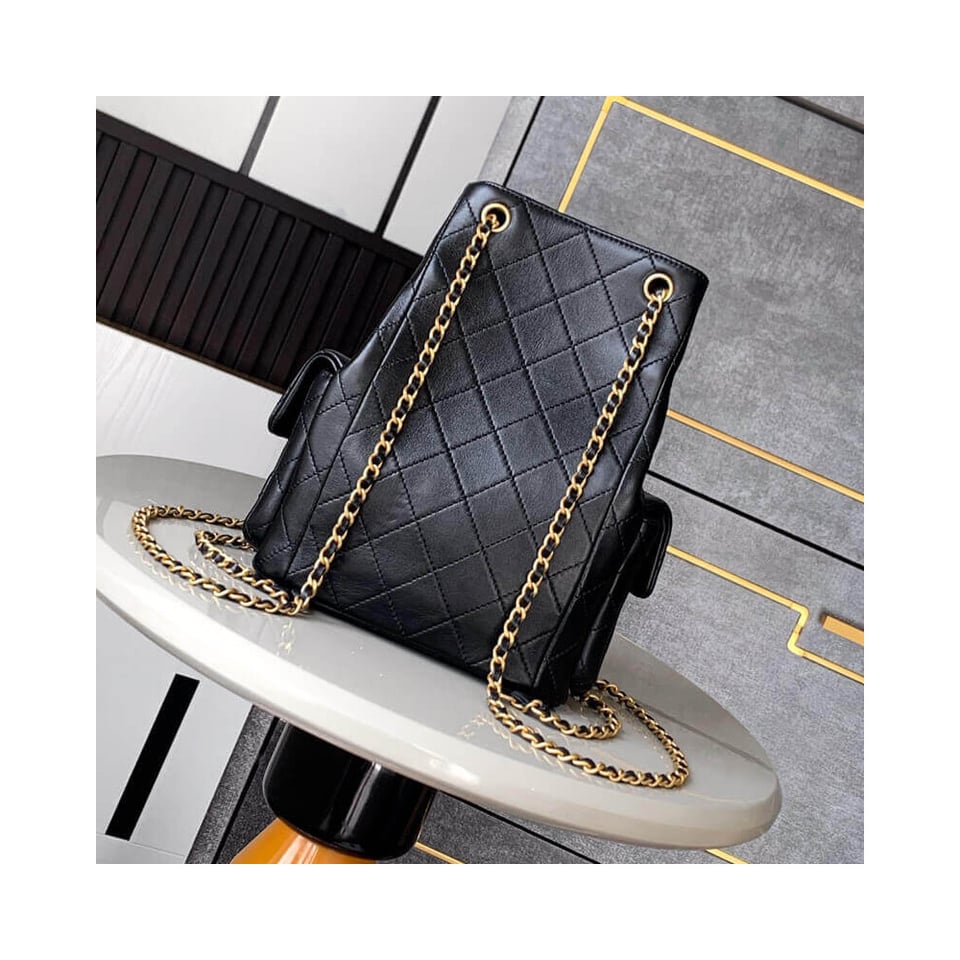 Chanel Lambskin Backpack Black view 7