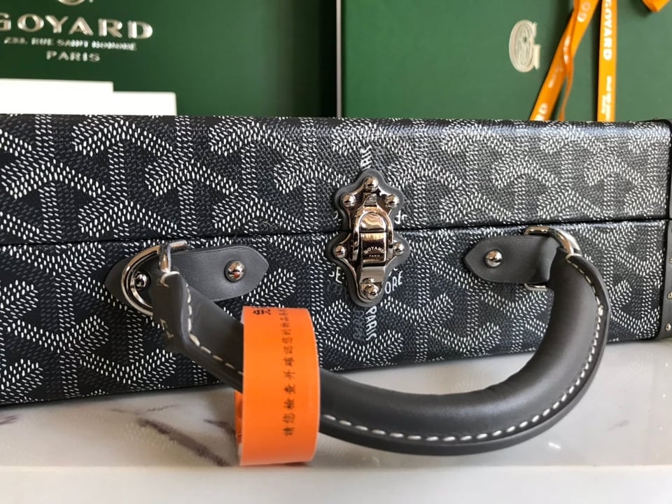 Goyard Grand Hôtel Trunk Bag 24.5cm Grey Black Goyardine Canvas And Calfskin view 6