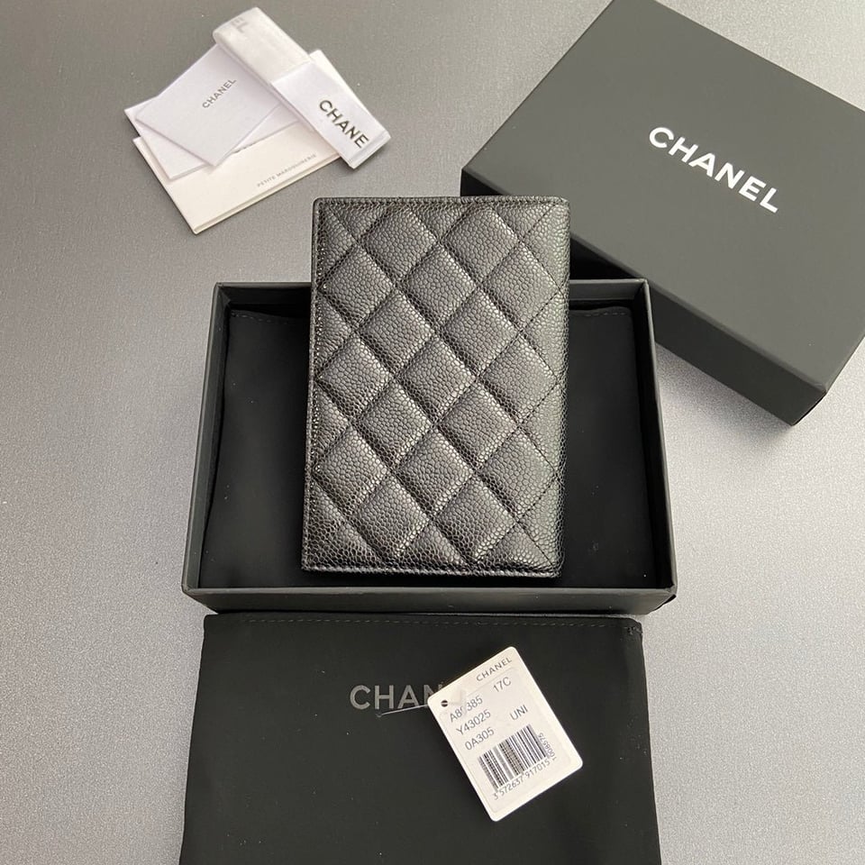 Chanel Passport 10Cm Black Cavair Gold Hardware view 4