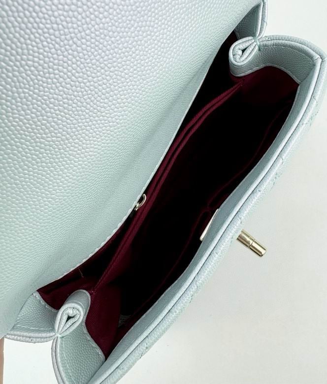 Chanel Coco Classic Flap Bag 24cm/9.4in Caviar Leather Silver Hardware – Light Blue view 8
