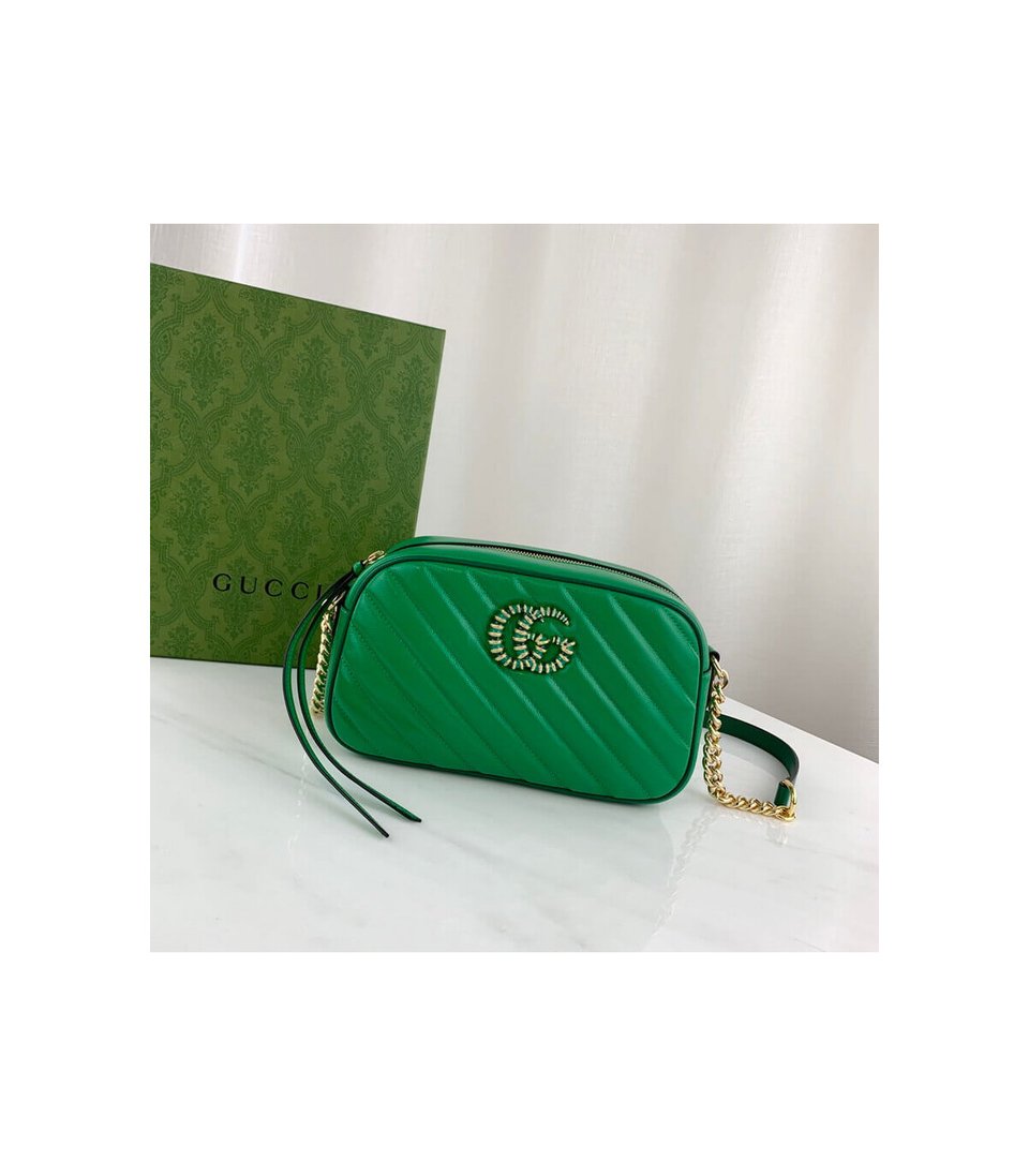 Gucci GG Marmont Small Shoulder Bag Green and Emerald Leather view 4