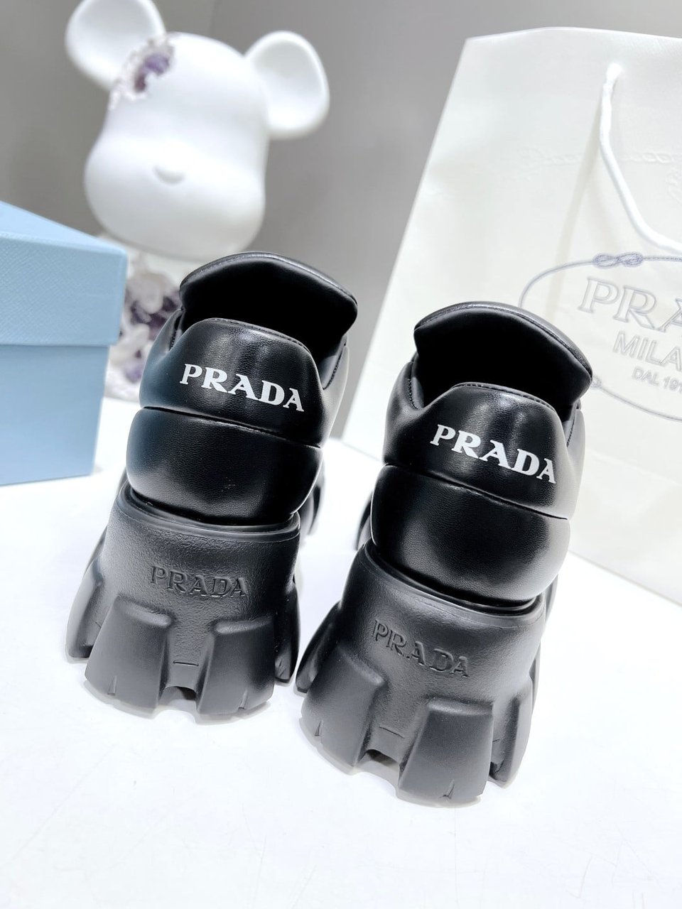 Prada Soft Padded Nappa Leather Lace Up Shoes Black 1E119N 2Dl8 F0002 F 055 view 6