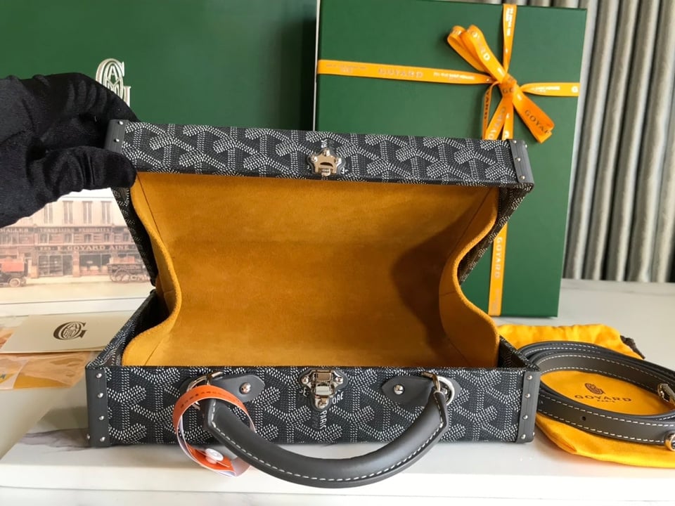 Goyard Grand Hôtel Trunk Bag 24.5cm Grey Black Goyardine Canvas And Calfskin view 9