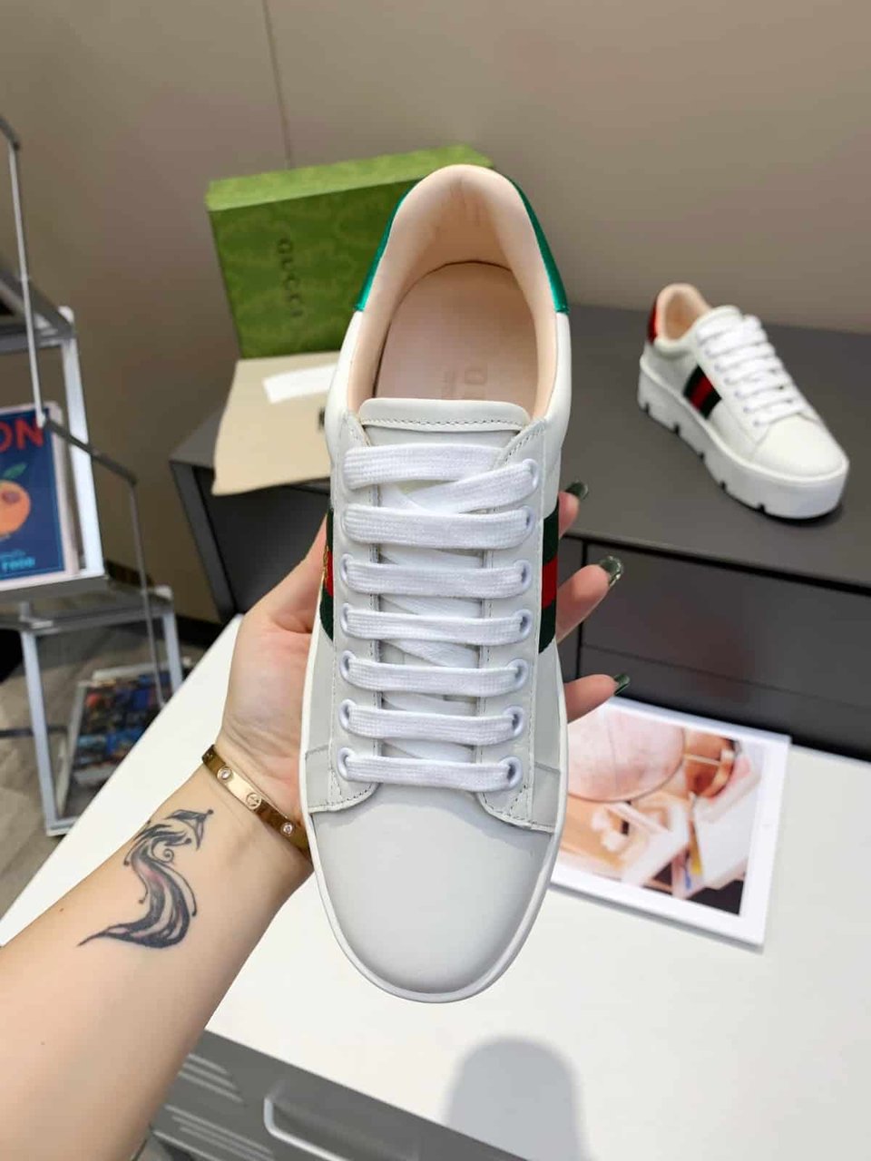 Gucci Ace Embroidered Platform Sneaker ?White 577573 Dope0 9064 view 7