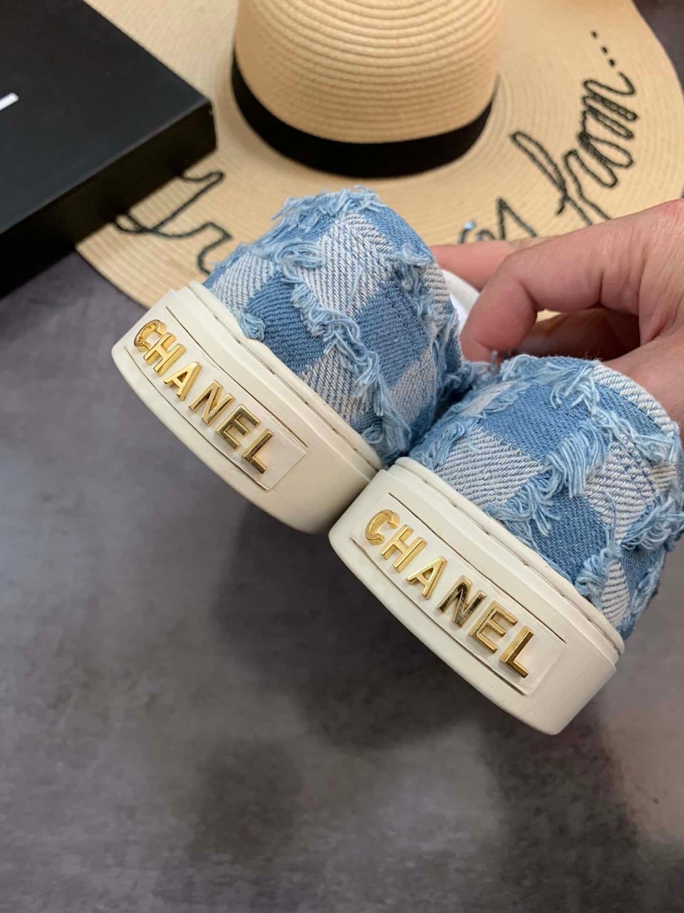 Chanel Cc Sneakers Mix Denim Blue view 9