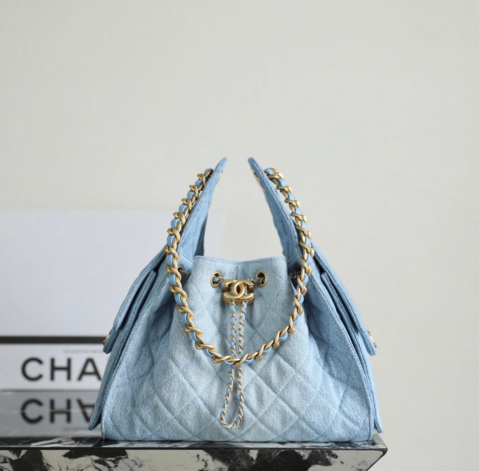 Chanel 25 Small Handbag Crossbody Bag Blue 30cm view 3