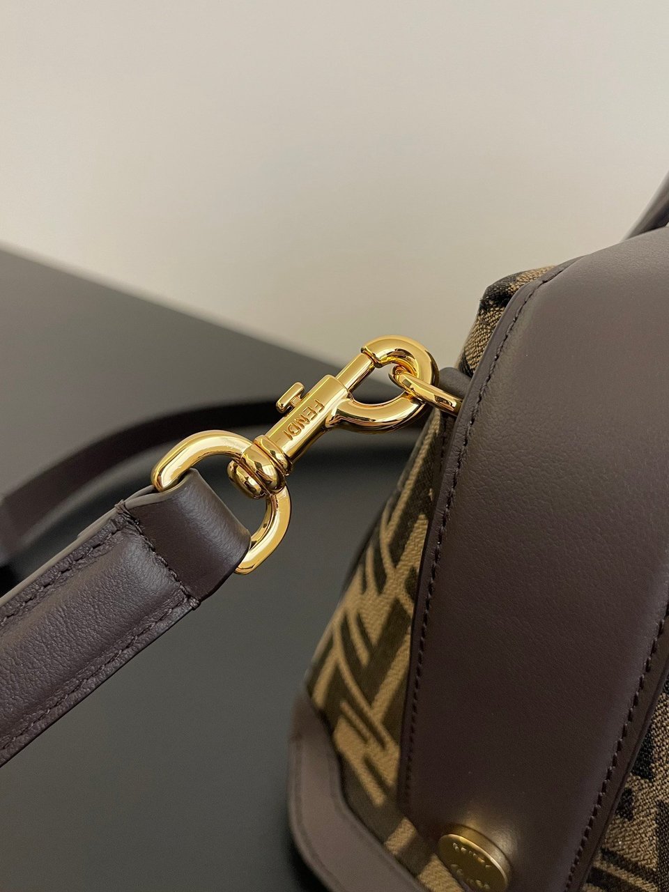 Fendi Boston 365 Brown Ff Jacquard Fabric Bag 27.5 Cm view 6