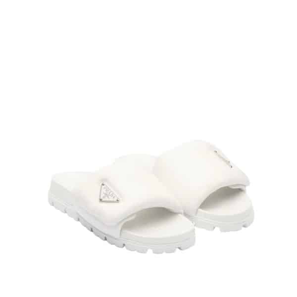 Prada Soft Padded Nappa Leather Slides White 1Xx6482Dl8F0009F020 view 2