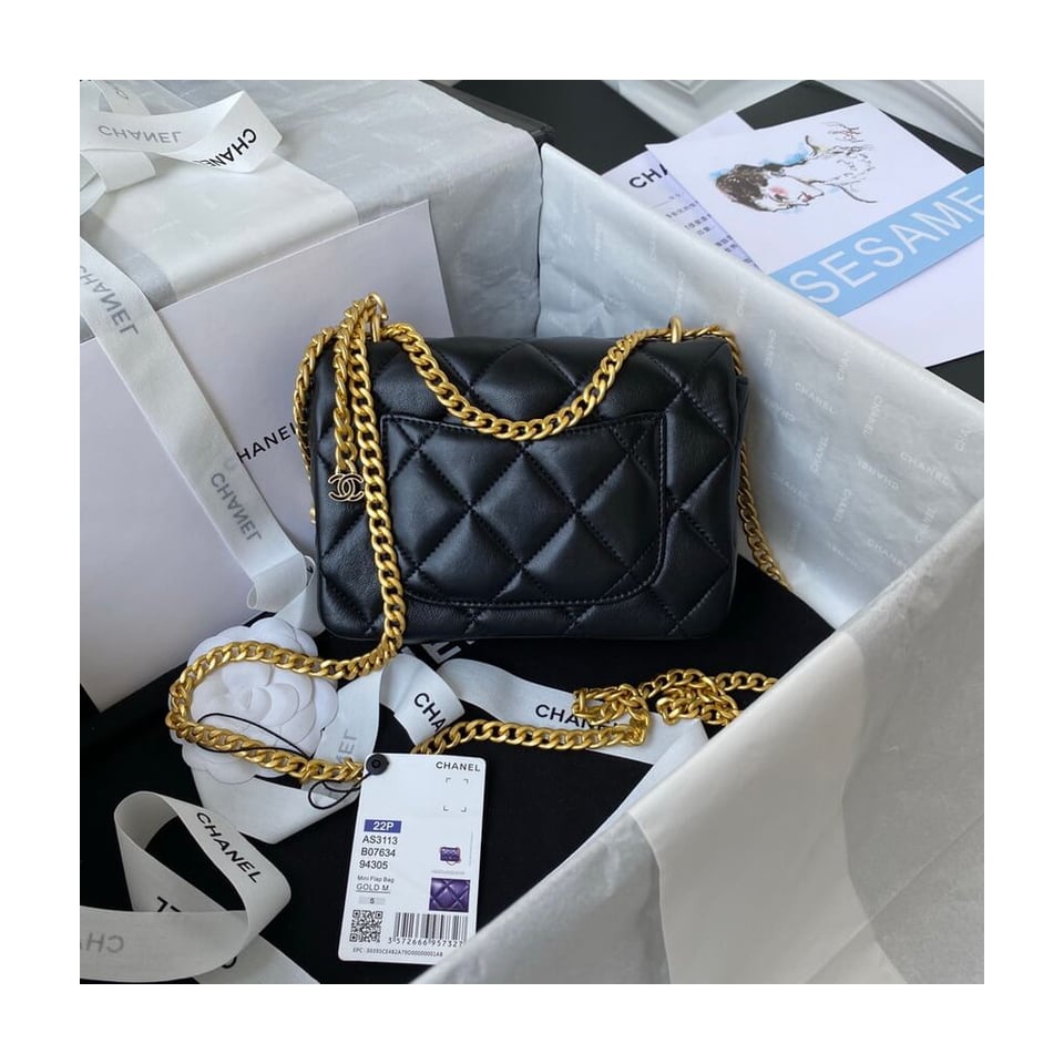 Chanel Mini Flap Bag in Lambskin with Enamel CC view 5