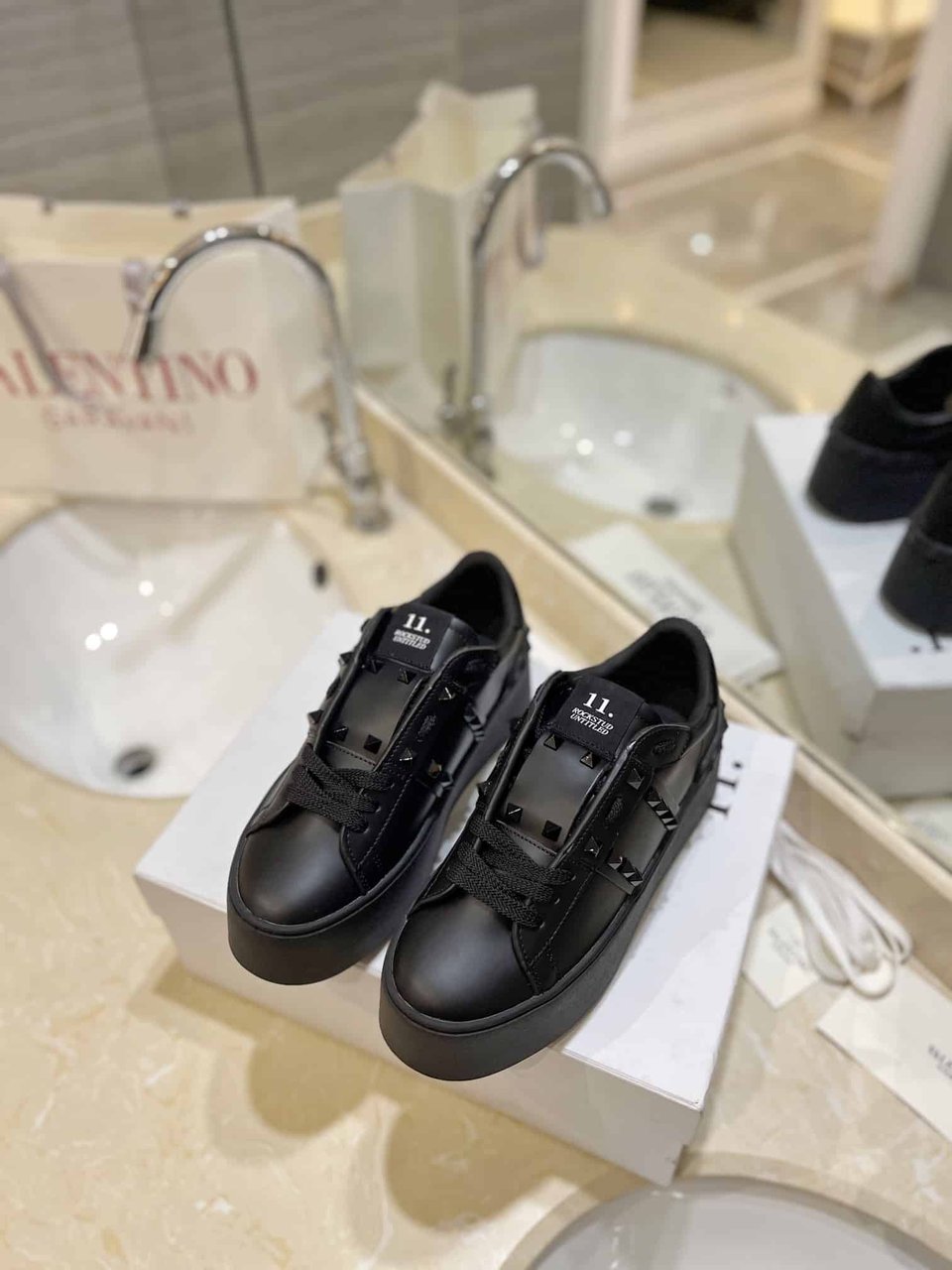 Valentino Garavani Flatform Rockstud Untitled Sneaker In Calfskin Black view 9