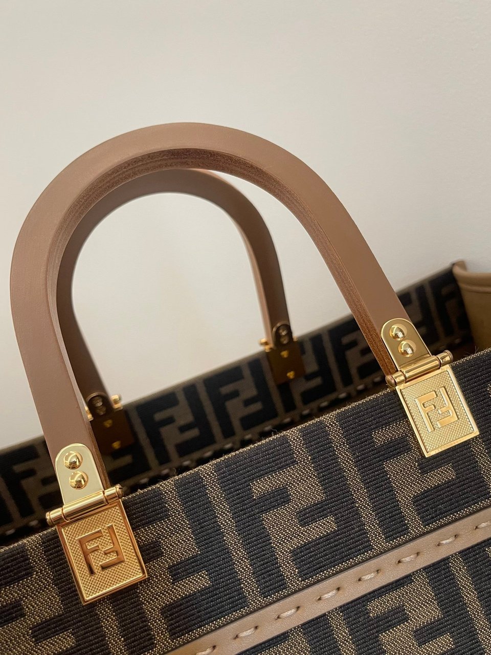 Fendi FF Jacquard Sunshine Medium Tote Bag Brown 35Cm view 6
