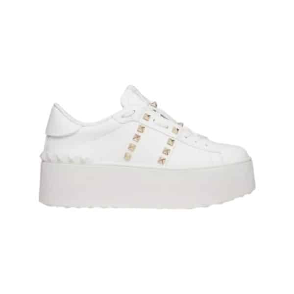 Valentino Garavani Flatform Rockstud Untitled Sneaker In Calfskin White 4W2S0Gg8Bhs 0Bo view 2