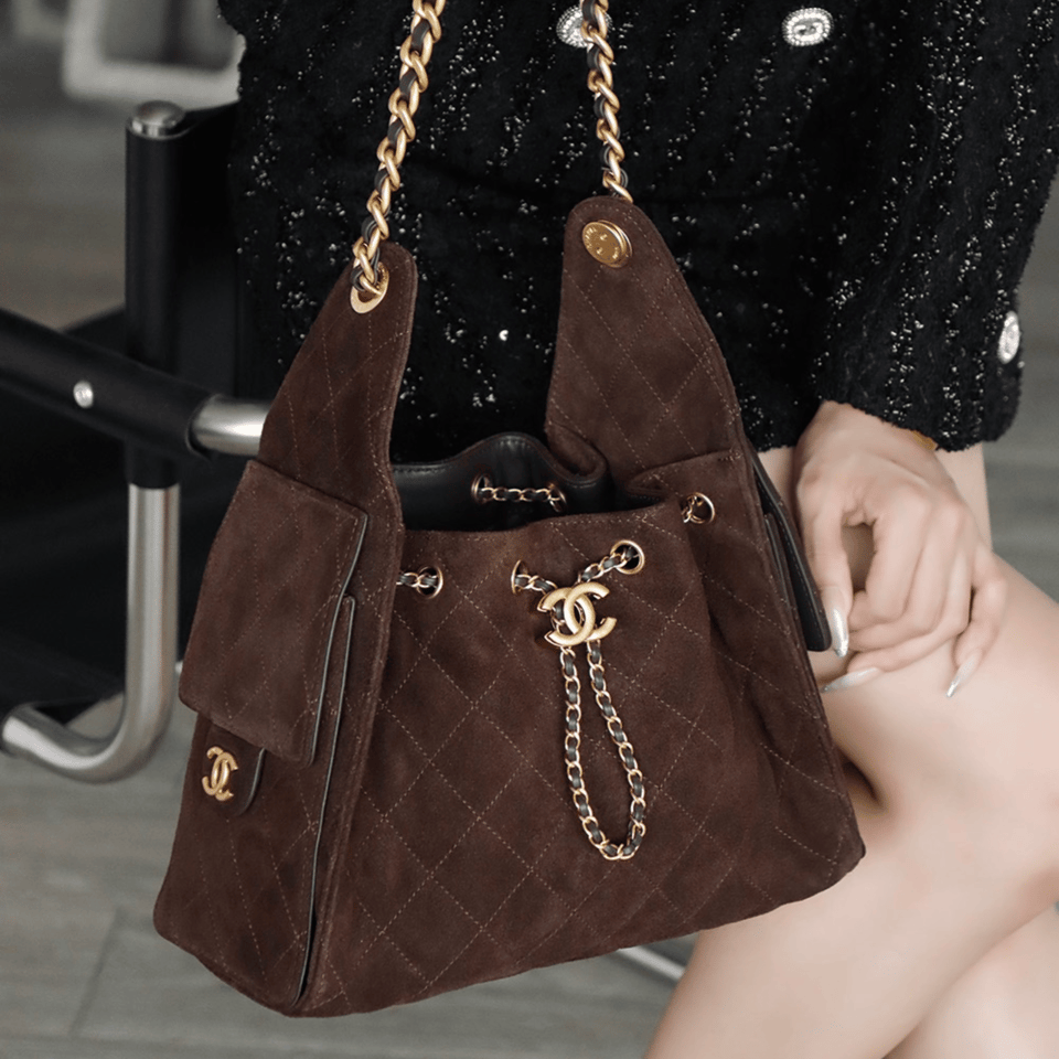Chanel Dark Brown Suede 22cm/8.7in view 4