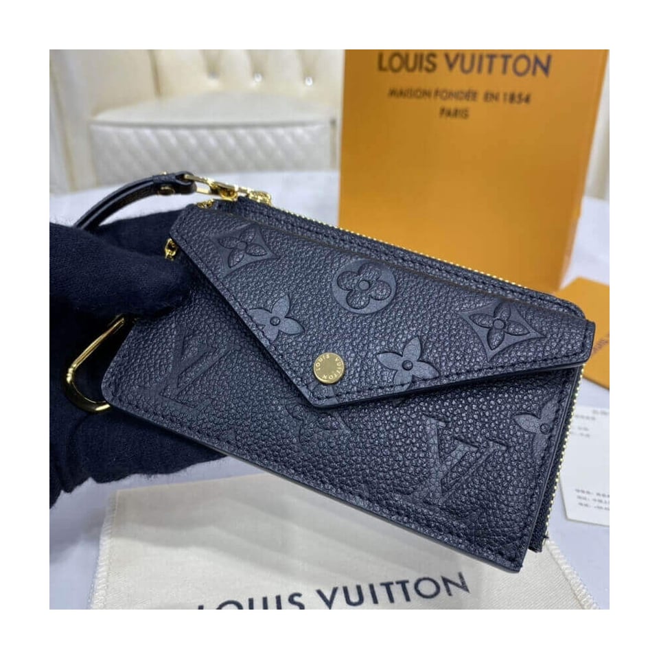 Louis Vuitton Monogram Empreinte Card Holder Recto Verso Black view 3